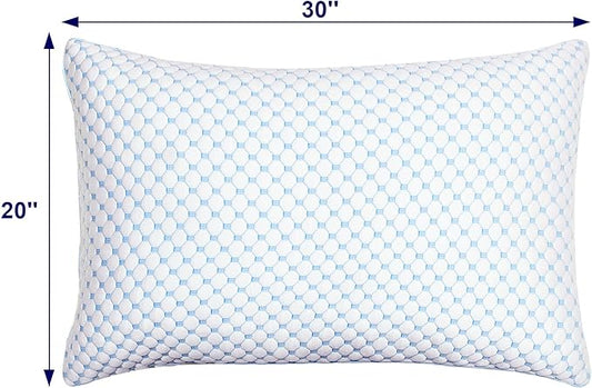 XWZO Cooling Pillow for Sleeping Queen Size Set of 1, Shredded Memory Foam Pillows Adjustable Gel Bed Pillows for Side Back Stomach Sleepers with Washable Removable Cover
