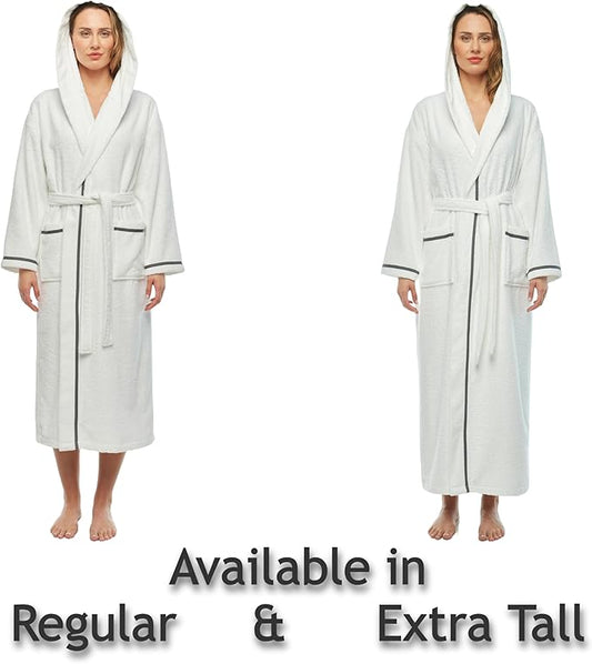 Arus Women's Hooded Classic Bathrobe Turkish Cotton Robe with Full Length Options
