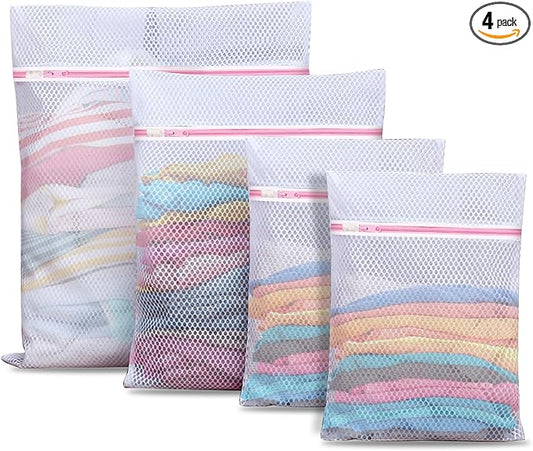 Upgraded Coarse Mesh Laundry Bag - Wash Delicate Lingerie, Garment & Shoe Storage, Travel Essentials - Durable & Breathable,4Pcs, MIAETFH