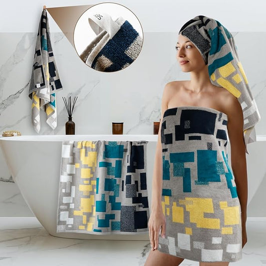 SEMAXE Bathroom Towel, 100% Cotton Bath Towel with Hanging Loop and Smart Tag, Hotel & Spa Quality Soft Absorbent Towel, Gift Box Packaging, 1 Pc Bath Towel, 55" L x 27" W