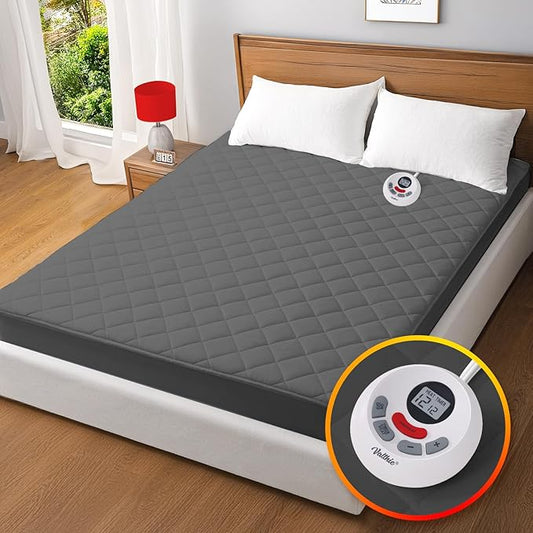 Heated Mattress Pad Twin XL Size,Electric Mattress Pad with Preheat Functions, Bed Warmer with 12 Heat Settings Controller & 1-12 Hours Auto Shut Off, Machine Washable (39"x80",Grey)