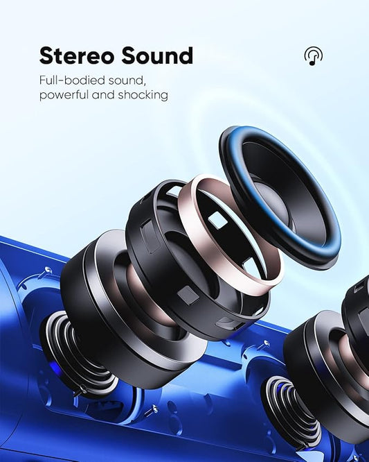 Bluetooth Speaker with HD Sound, Portable Wireless, IPX5 Waterproof, Up to 20H Playtime, TWS Pairing, BT5.3, for Home/Party/Outdoor/Beach, Electronic Gadgets, Birthday Gift (Blue)