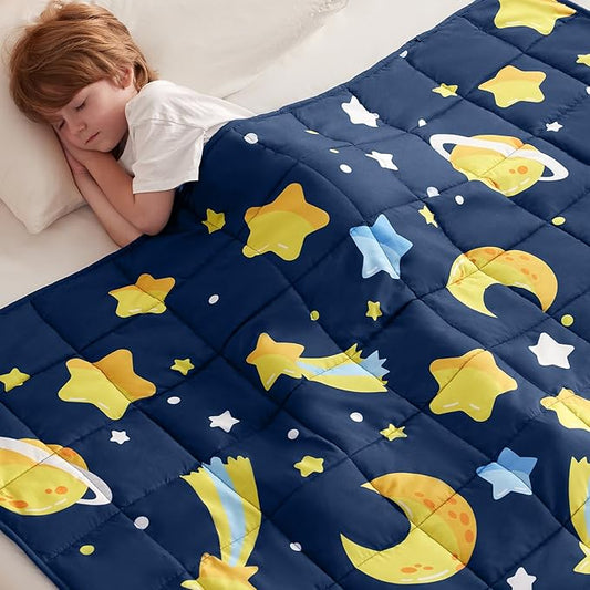anfie Weighted Blanket Kids(36"x48" 5lbs) Weighted Blanket Cooling Blanket for Sleeping,Throw Size Breathable Blanket with Premium Glass Bead(Navy Blue Moon)