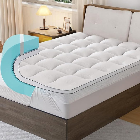 4 Inch Memory Foam Mattress Topper Full Size - Dual Layer 3 Inch Cooling Gel Memory Pad and 1 Inch Pillow Top Mattress Cover for Back Pain - 54" x 75" x 4"