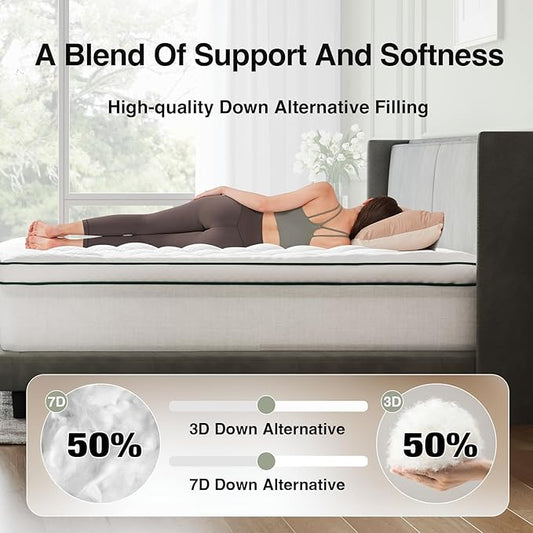 Novilla Twin XL Mattress Topper, Soft Pillow Top for Dorm Bed, Breathable Quilted Mattress Pad Cover with Deep Pocket, Down Alternative Fill, Machine Washable Back to School Essentials