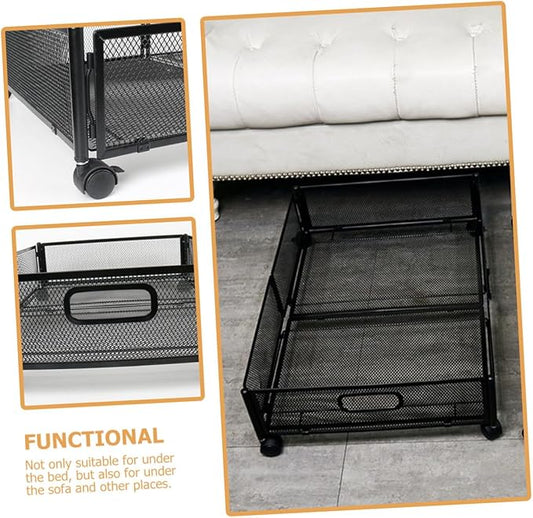 Foldable Stainless Steel Under Bed Storage Organizer with Wheels Large Capacity Holder for Clothes Shoes Blankets Multi-purpose Use Under Bed Sofa Space-saving Storage Rack