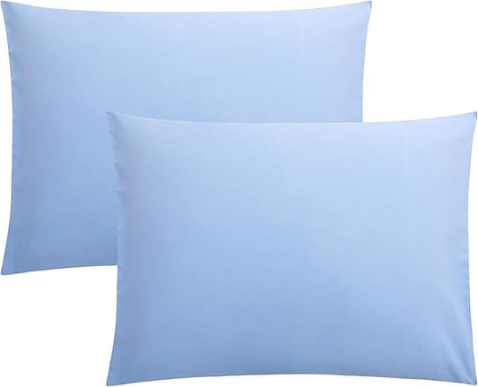 FLXXIE Microfiber Pillow Cases Standard Size, Soft Pillowcases with Envelope Closure, Wrinkle, Stain Resistant Pillow Covers, 20x26, Sky Blue