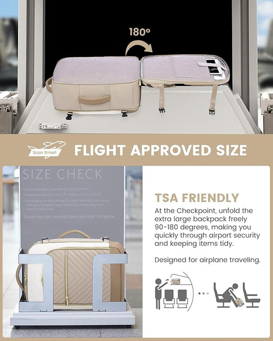 LOVEVOOK Large Travel Backpack for Women, 50L Carry on Backpack Airplane Approved, TSA Personal Item Travel Bag for Women fits 18" Laptop, Waterproof Carry on Bags for airplanes with 3 Packing Cubes