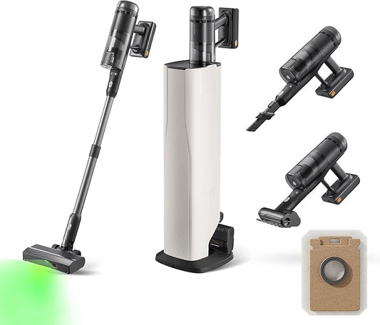 roborock H60 Hub Ultra Cordless Vacuum Cleaner with Auto-Empty Dock, Upgraded 210AW Suction Stick Vacuum Cleaners for Home and Pet Hair, 90-Min Runtime, Anti-Tangle Brush, 140° LED Dust Detection