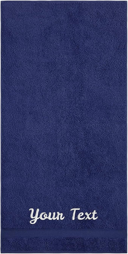 Personalized Bath Sheet Towels for Bathroom, Hotel, Spa, Pool, College Dorm, Super Soft, Highly Absorbent Turkish Cotton Monogrammed Oversized Towel 40" x 80" Extra Large Jumbo Bath Sheets, Navy