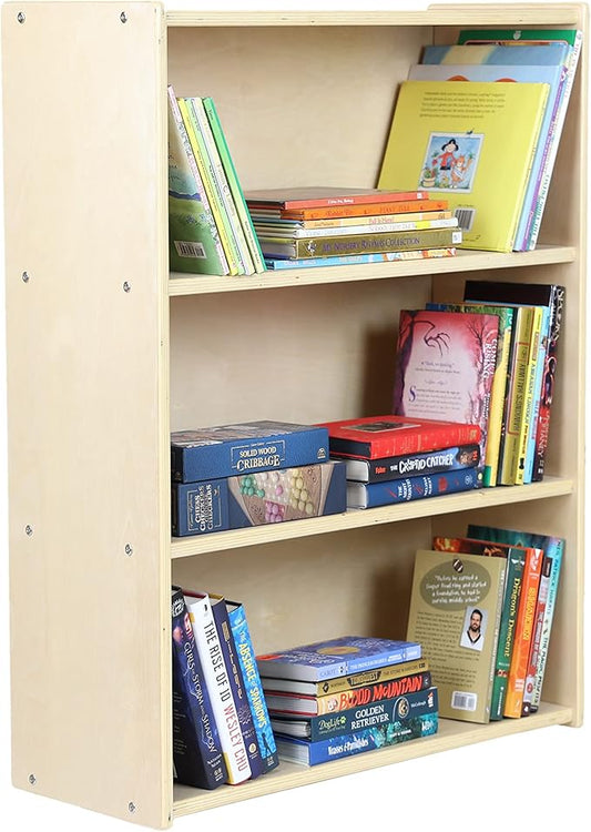 3-Shelf Bookcase, Montessori Bookshelf and Storage Unit in Birch Plywood, Arts & Crafts Supplies Organizer for Toddlers (42")