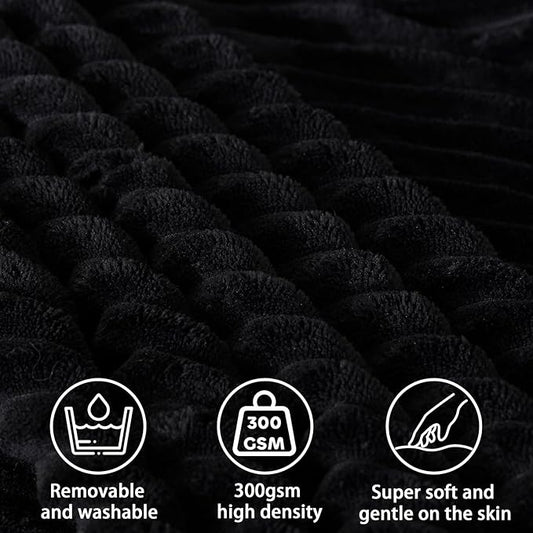 Headboard Wedge Pillow + A Long Neck Roll Pillow Body Pillow,Large Headboard Pillow with Removable Cover (Black, Queen:59x8x20 inches)