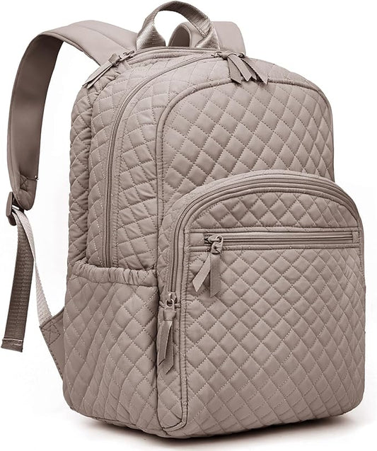 Backpack for Women,College Backpack,Quilted Casual Daypack,Waterproof Bookbag for 17Inch Laptop