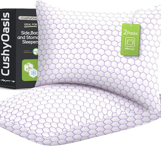 Shredded Memory Foam Pillow for Sleeping, Cooling Bed Pillows Set of 2, Adjustable Pillows for Side, Back, Stomach Sleepers with Washable Pillowcase (King Size)