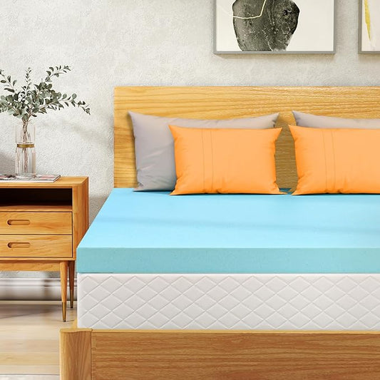 VALUXE California King Mattress Topper 4 Inch Cooling Gel Memory Foam, CertiPUR-US Certified Topper & Pad for Back Pain Relief, Soft Breathable Bedding with Pressure Relief (Blue)