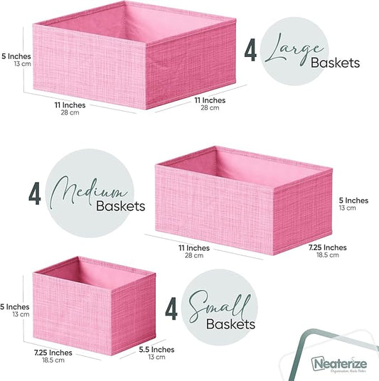 Drawer Organizer Set of 12 Pink - Nursery, Bedroom, Closet Organizer & Storage