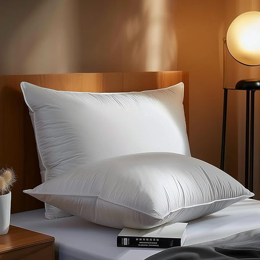 WOLKI Feather Down Alternative Pillows King Size Set of 2, 100% Soft Cotton Shell Bed Pillow, Hotel Sleeping Pillow for Back, Stomach or Side Sleepers 20x36