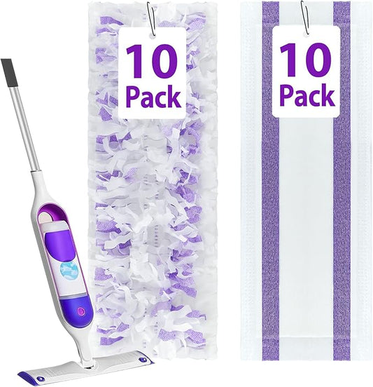 20 Count Disposable Mop Pad Refills for Swiffer Power Mop,Includes 10 Ultra-fine Fiber Mop Pads and 10 Super Absorbent Mop Pads,Compatible with Swiffer Power Mop,Replacement Mop Pad for Floor Cleaning