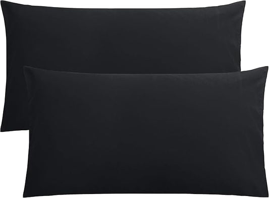 FLXXIE 2 Pack Microfiber King Pillow Cases, 1800 Super Soft Pillowcases with Envelope Closure, Wrinkle, Fade and Stain Resistant Pillow Covers, 20x36, Black