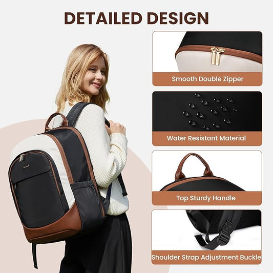 LOVEVOOK Laptop Backpack for Women, 17.3 Inch Business Backpack Purse, Large Capacity Casual Daypack, Work Computer Backpack, Travel Backpack for College, Black