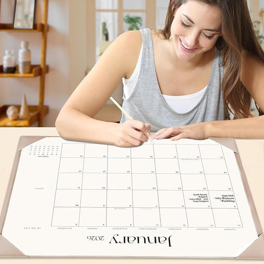 Desk Calendar 2026-2027 with Desk Mat – 22" x 17" Large Desk Pad Calendar Runs from January 2026 to June 2027, Office Supplies Desktop Monthly Calendar for Home & Office