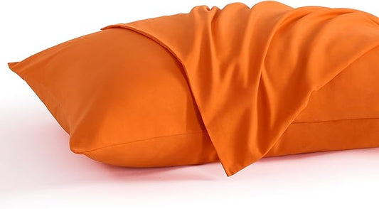 NTBAY Standard Pillow Cases Set of 2, 2 Pack Brushed Microfiber 20x26 Pillow Cases, Soft, Wrinkle, Fade, Stain Resistant Orange Pillow Cases with Envelope Closure, 20x26 Inches, Orange