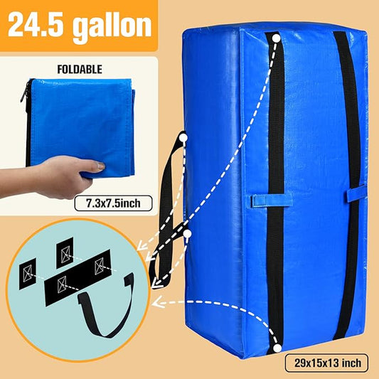 Moving Bags, Large Heavy Duty Moving Boxes for Space Saving Moving Storage, Moving Supplies, Totes for Storage with Backpack Handles Zipper(5 Pack)