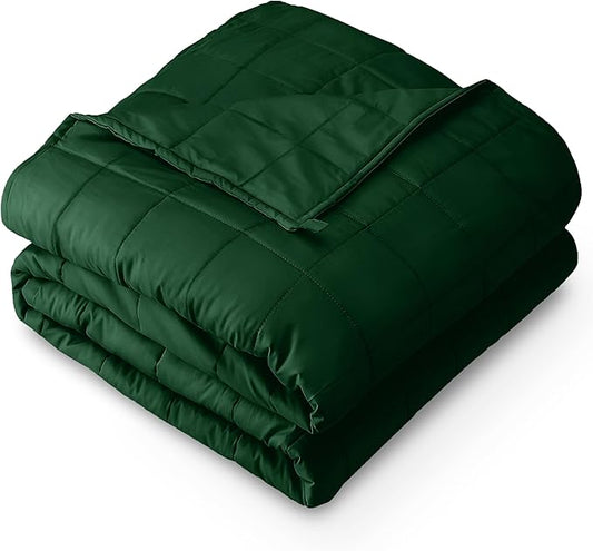 Bare Home Weighted Blanket Twin or Full Size 7lb (40" x 60") - All-Natural 100% Cotton - Premium Heavy Blanket Nontoxic Glass Beads (Forest Green, 40"x 60")