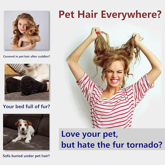 Pawsome Pets Pet Hair Remover Gift Set Reusable Lint Roller Cat and Dog Hair Remover for Furniture, Couch, Carpet, Clothing and Bedding - Portable, Multi-Surface Fur Removal Tool