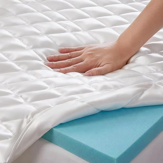 King Size Mattress Topper,Dual Layer Gel Memory Foam & Pillow Top Mattress Topper King for Pressure Relief and Medium Firm Support,CertiPur-US Certified
