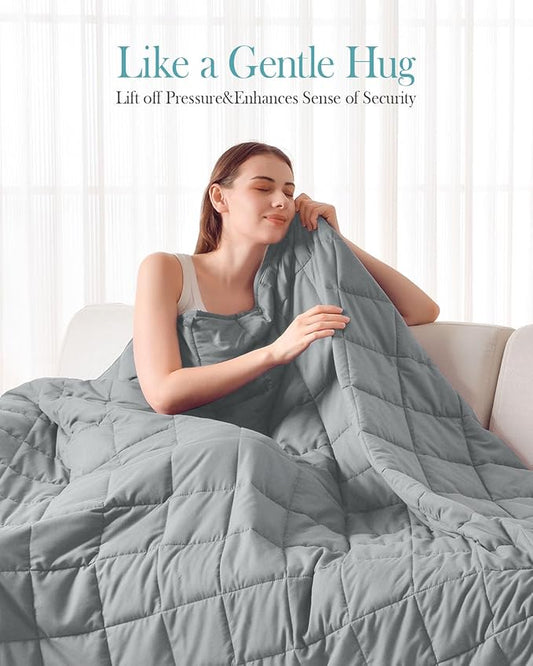 Topblan Weighted Blanket 10 pounds, Soft Cooling Weighted Blanket Twin Size for Adults and Kids, Breathable Comfort Blanket with Premium Glass Beads for Bed Sofa All Season, 48 x 72 inches, Grey