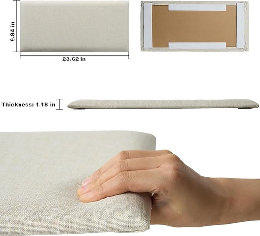 12 Piece Linen Fabric Peel and Stick Headboard, Upholstered Wall Mounted Headboard for Twin, 3D Anti-Collision Soundproof Self-Adhesive Wall Panel for Bedroom 23.62" x 9.84"