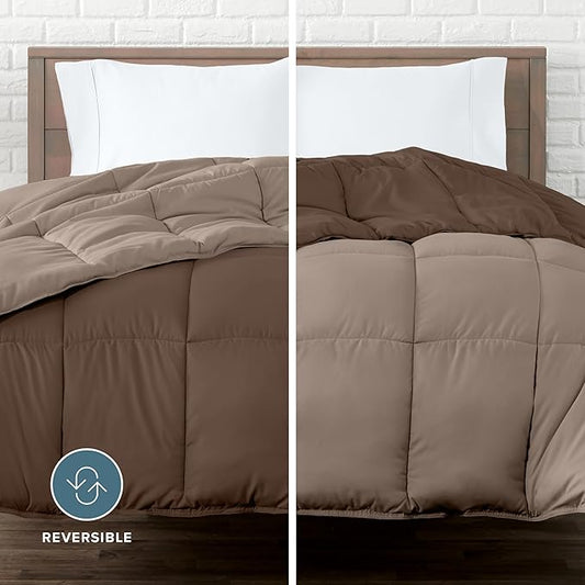 Bare Home King/California King Comforter - Reversible Colors - Goose Down Alternative - Ultra-Soft - Premium 1800 Series - All Season Warmth - Bedding Comforter (King/Cal King, Cocoa/Taupe)