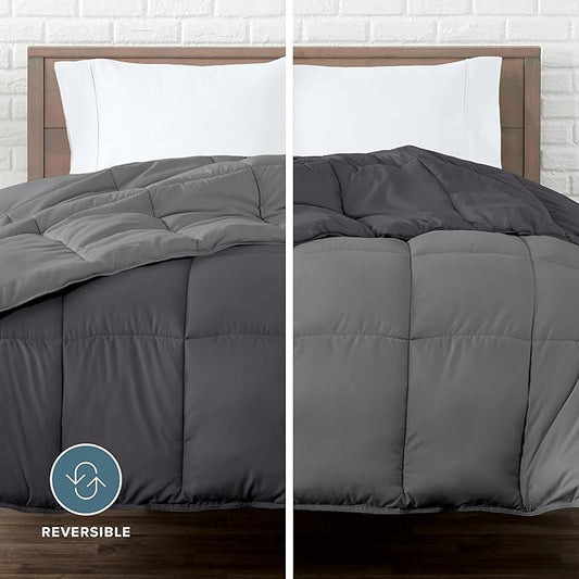 Bare Home Full Comforter - Reversible Colors - Goose Down Alternative - Ultra-Soft - Premium 1800 Series - All Season Warmth - Bedding Comforter (Full, Grey/Forged Iron Grey)