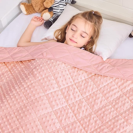 Pink Weighted Blanket Kids 10lbs, 40"x60", Twin Size Breathable Cooling Minky Heavy Throw Blanket for 80-120lb, Soft Winter Thick Big Blankets Weighted Comforter Gift for Sleeping