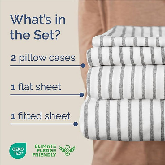King Size 4 Piece Sheet Set - Comfy Breathable & Cooling Bed Sheets Set - Hotel Luxury Bedding for Women, Men, Kids, Teens, Boys & Girls - Deep Pockets, Soft, Wrinkle Free - Oeko-Tex - Grey Stripes 2