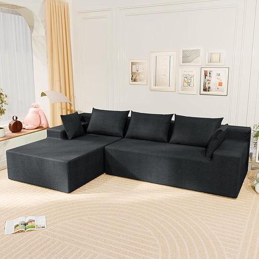 LEVELEVE 107" Cloud Sectional Couch with Deep Seat,Modern Modular Sofa with L-Shape Chaise,No Assembly Required, Upholstered Couches for Living Room Bedroom(Dark Gery,Left Facing Chaise)