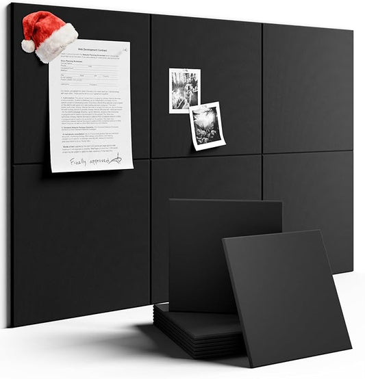 Large Felt Bulletin Board 36" x 24" Cork Board Alternative-6 Pack with 40 Safe Removable Adhesive Tabs, Cork Boards for Walls Cork Board for Home Office Classroom Pin Board - Black