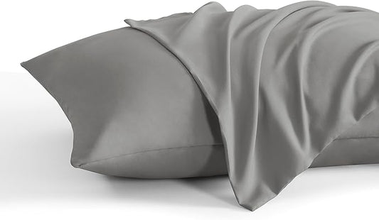 NTBAY Standard Pillow Cases Set of 2, 2 Pack Brushed Microfiber 20x26 Pillow Cases, Soft, Wrinkle, Fade, Stain Resistant Smoke Grey Pillow Cases with Envelope Closure, 20x26 Inches, Smoke Grey