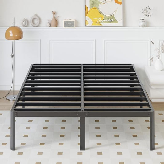 14 Inch King Bed Frame with Rounded Corner Legs No Box Spring Needed King Size Platform Bed Frame Heavy Duty, Easy Assembly, Noise Free, Black.