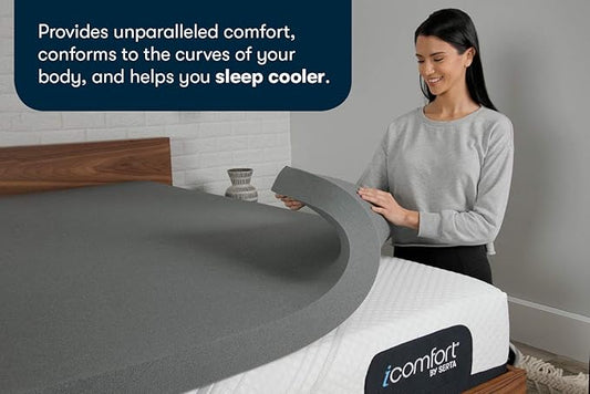 Serta Carbon Dream Cooling, Pressure-Relieving Memory Foam Mattress Topper, 3 Inch, Twin