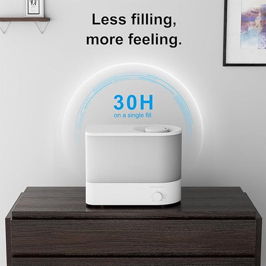 MEGAWISE 2025 Humidifier, 6L Large Capacity, 50H Runtime, Enjoy ultra-quiet, cool mist for your bedroom, nursery, or indoor plants. Top-fill design for effortless convenience (White)