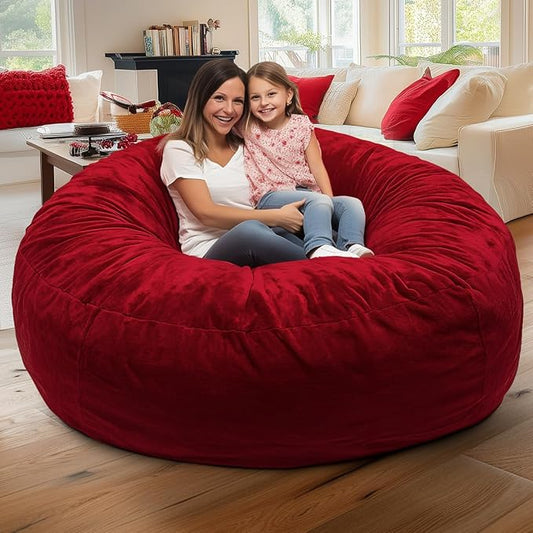 ULTIMATE SACK 6000 6-Foot Bean Bag Chair, Burgundy Suede Cover – Oversized Foam Lounger, Floor Seat, Small Sofa, or Couch Bed for Living Area, Gaming Room, or Reading Lounge