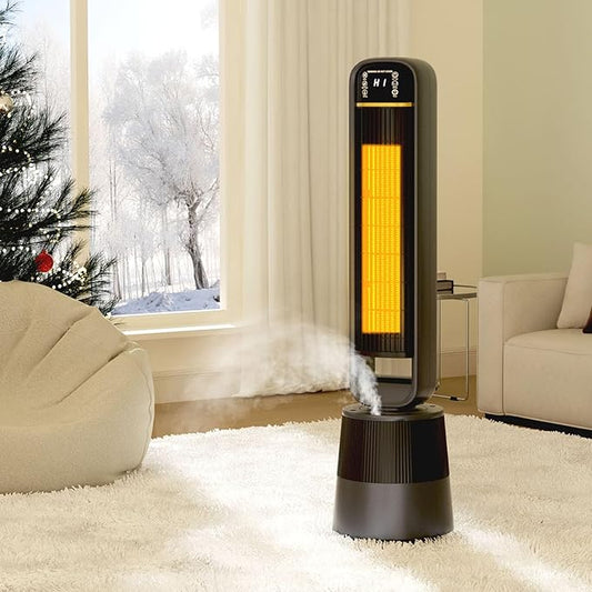 Auertech Space Heater with Humidifier, 2 in 1 Portable Electric Heater with 1.75L Water Tank, Oscillating Room Heaters with 12H Timer, 35.5" Tower Heaters for Indoor Use Large Room, Office, Bedroom