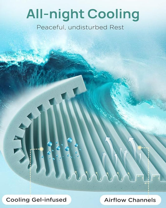 2 Inch Cooling Gel Memory Foam Mattress Topper Cal King, 5-Zone Back Pain Relief Bed Topper, Orthopedic Pressure Relief Mattress Pad, Wave and Cube Ventilated Design, CertiPUR-US Certified