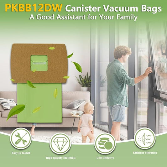 PKBB12DW Type BB Compact Canister Vacuum Bags Replacement for Oreck XL Buster B Canister Handheld Vacuum Cleaner BB180 BB280 BB850 BB870 BB900 BB1000 MV160 CC1600, 20 Pack