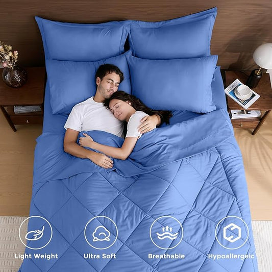 HEVUMYI Royal Blue Twin Comforter Set - 5-Piece All Season Bed in a Bag Twin, Ultra Soft Bedding Set with Comforter, Flat Sheet, Fitted Sheet, Pillowcases, Pillow Shams