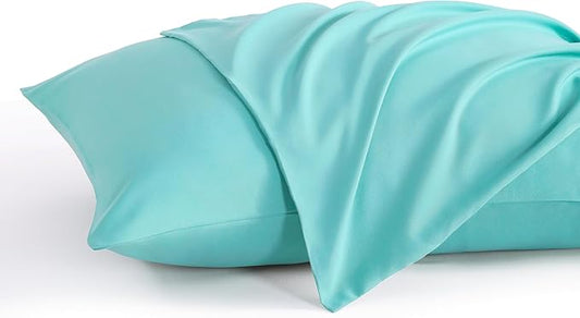 NTBAY Standard Pillow Cases Set of 2, 2 Pack Brushed Microfiber 20x26 Pillow Cases, Soft, Wrinkle, Fade, Stain Resistant Aqua Pillow Cases with Envelope Closure, 20x26 Inches, Aqua