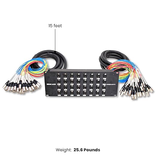 Seismic Audio - SARMSS-32x1515 - 32 Channel XLR TRS Combo Splitter Snake Cable - two 15' XLR trunks