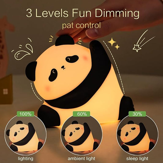 Kungfu Pose Panda Night Light, LED Squishy Novelty Animal Cute Lamp, Food Grade Silicone Nightlight, 3 Level Dimmable, Light Up Panda Decor for Room College Dorm, Funny Gifts
